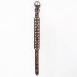 BAR H EQUINE Leaf Classic Colton Hand Carved Western Leather Dog Collar Brown