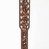 BAR H EQUINE Leaf Classic Colton Hand Carved Western Leather Dog Collar Brown