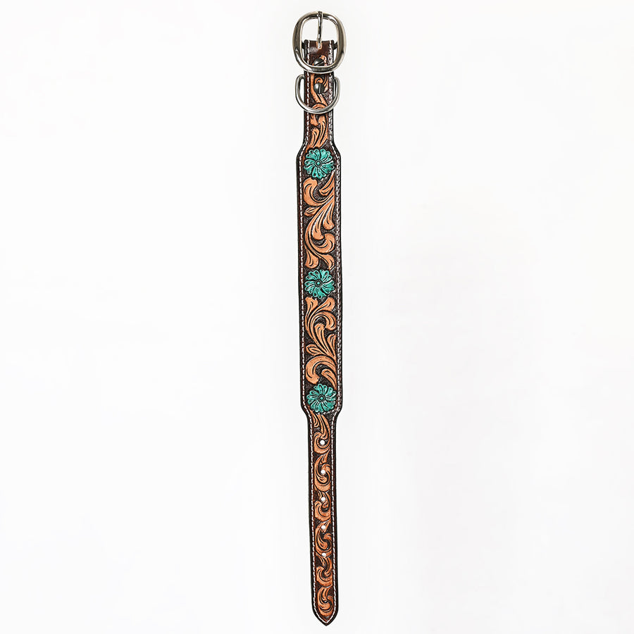 BAR H EQUINE Ella Young Turquoise Flower Hand Painted Western Leather Dog Collar