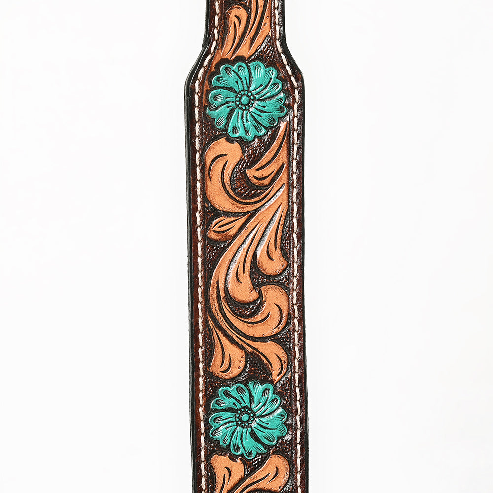 BAR H EQUINE Ella Young Turquoise Flower Hand Painted Western Leather Dog Collar