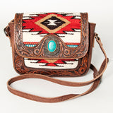 American Darling Messenger Hand Tooled Saddle Blanket Genuine Leather Western Women Bag Handbag Purse | Cute