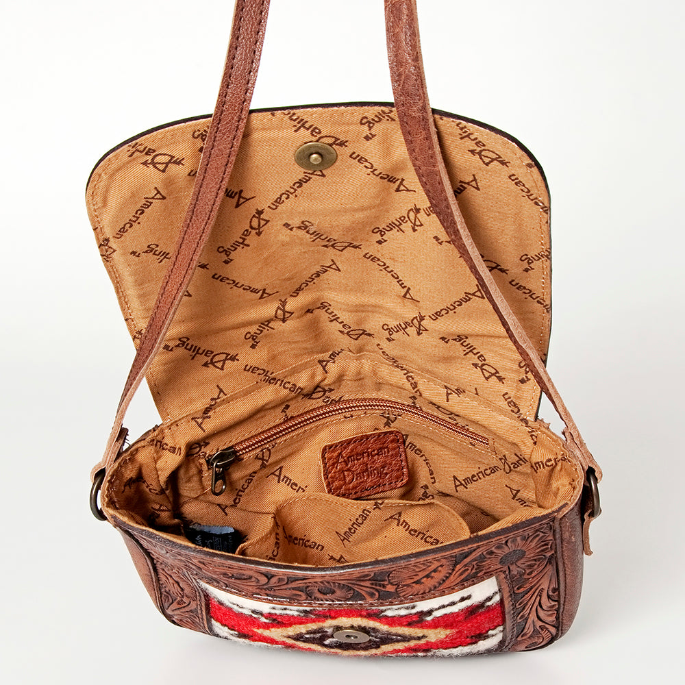 American Darling Messenger Hand Tooled Saddle Blanket Genuine Leather Western Women Bag Handbag Purse | Cute