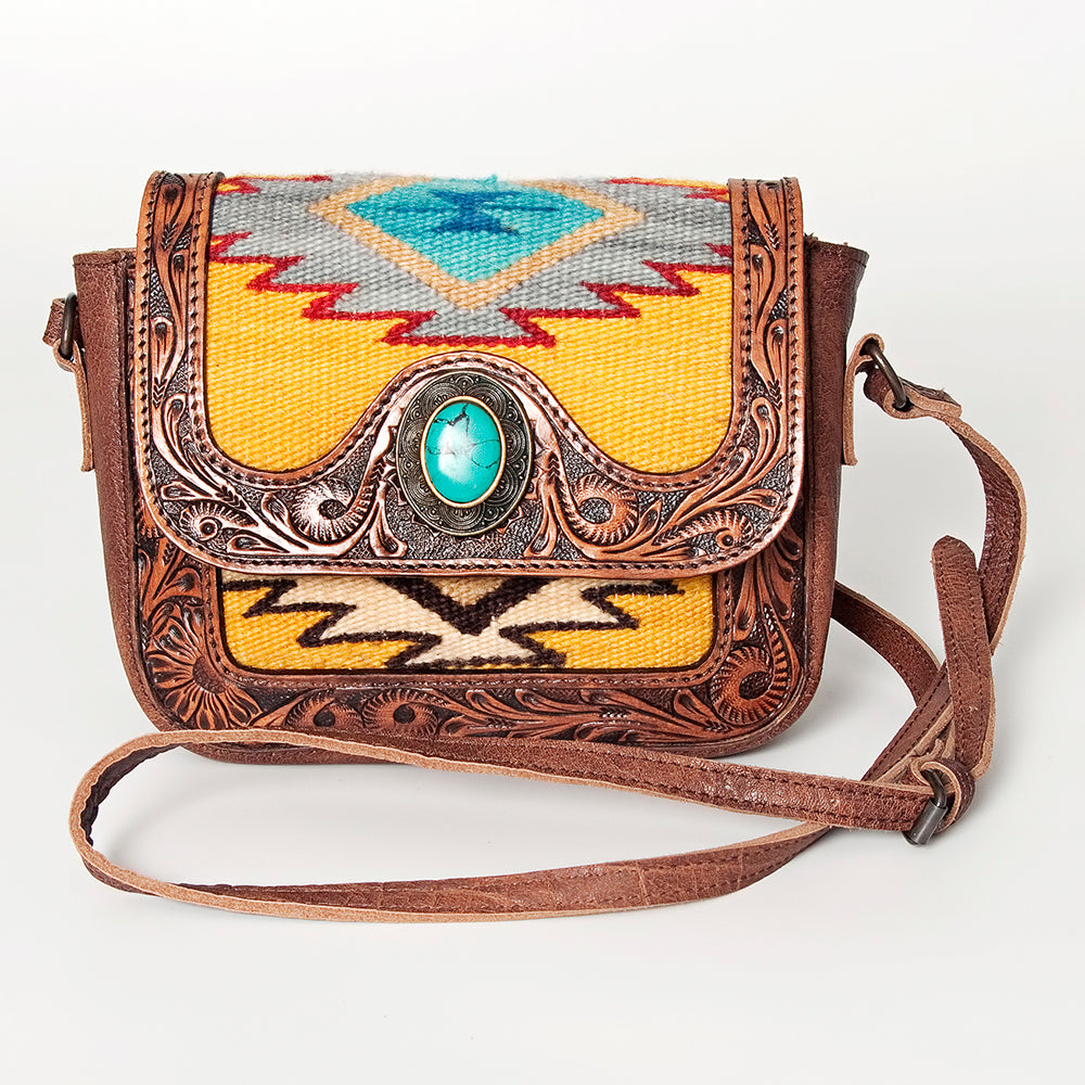 American Darling Messenger Hand Tooled Saddle Blanket Genuine Leather Western Women Bag Handbag Purse | Cute