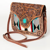 American Darling Cross Body Hand Tooled Saddle Blanket Genuine Leather Western Women Bag Handbag Purse | Crossbody for Cute