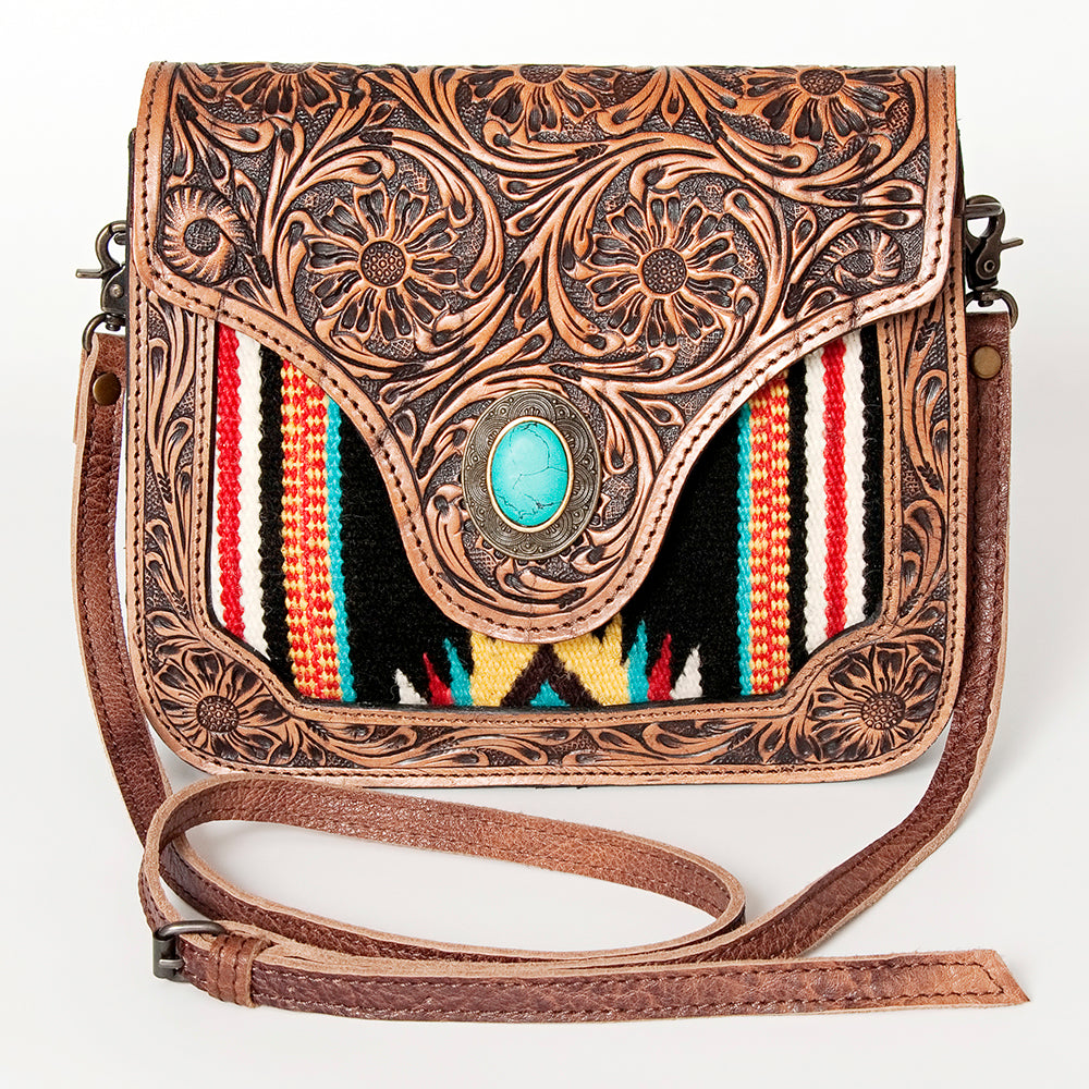 American Darling Cross Body Hand Tooled Saddle Blanket Genuine Leather Western Women Bag Handbag Purse | Crossbody for Cute