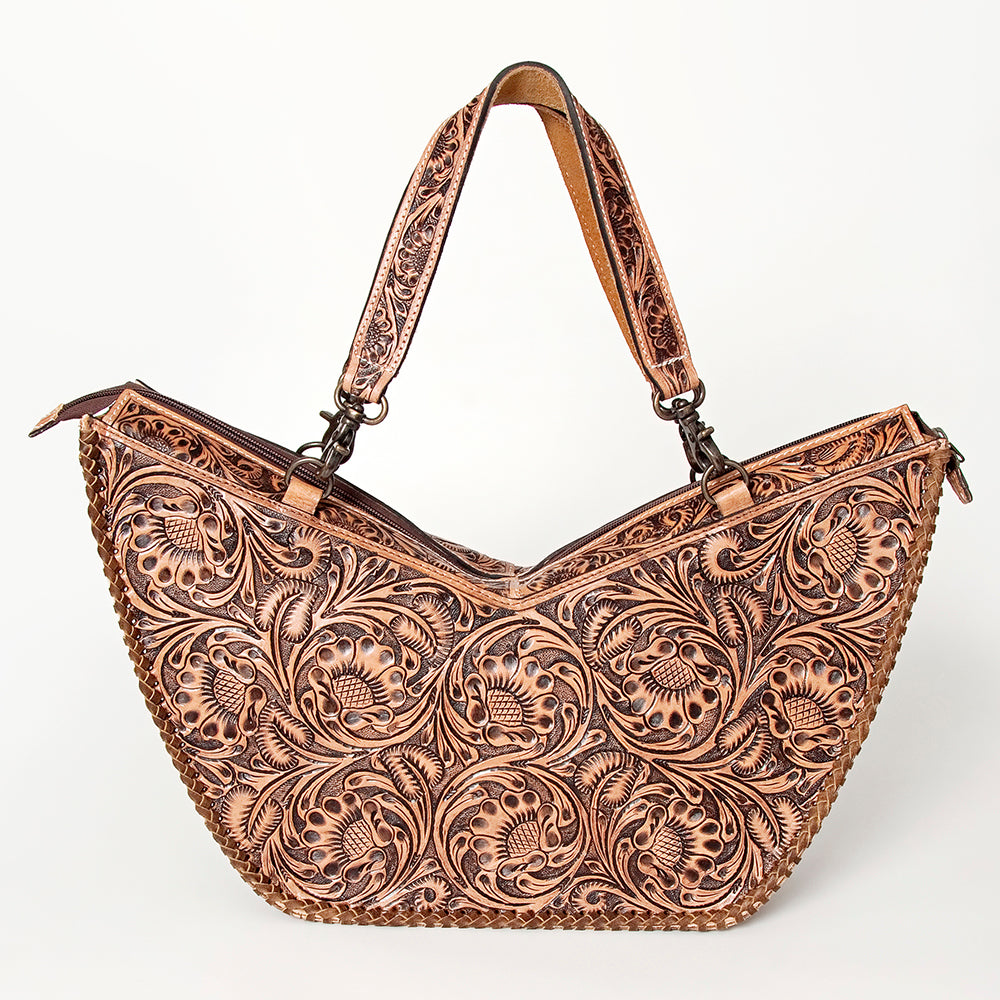 American Darling Tote Hand Tooled Genuine Leather Western Women Bag Handbag Purse | White Travel Bags College Casual