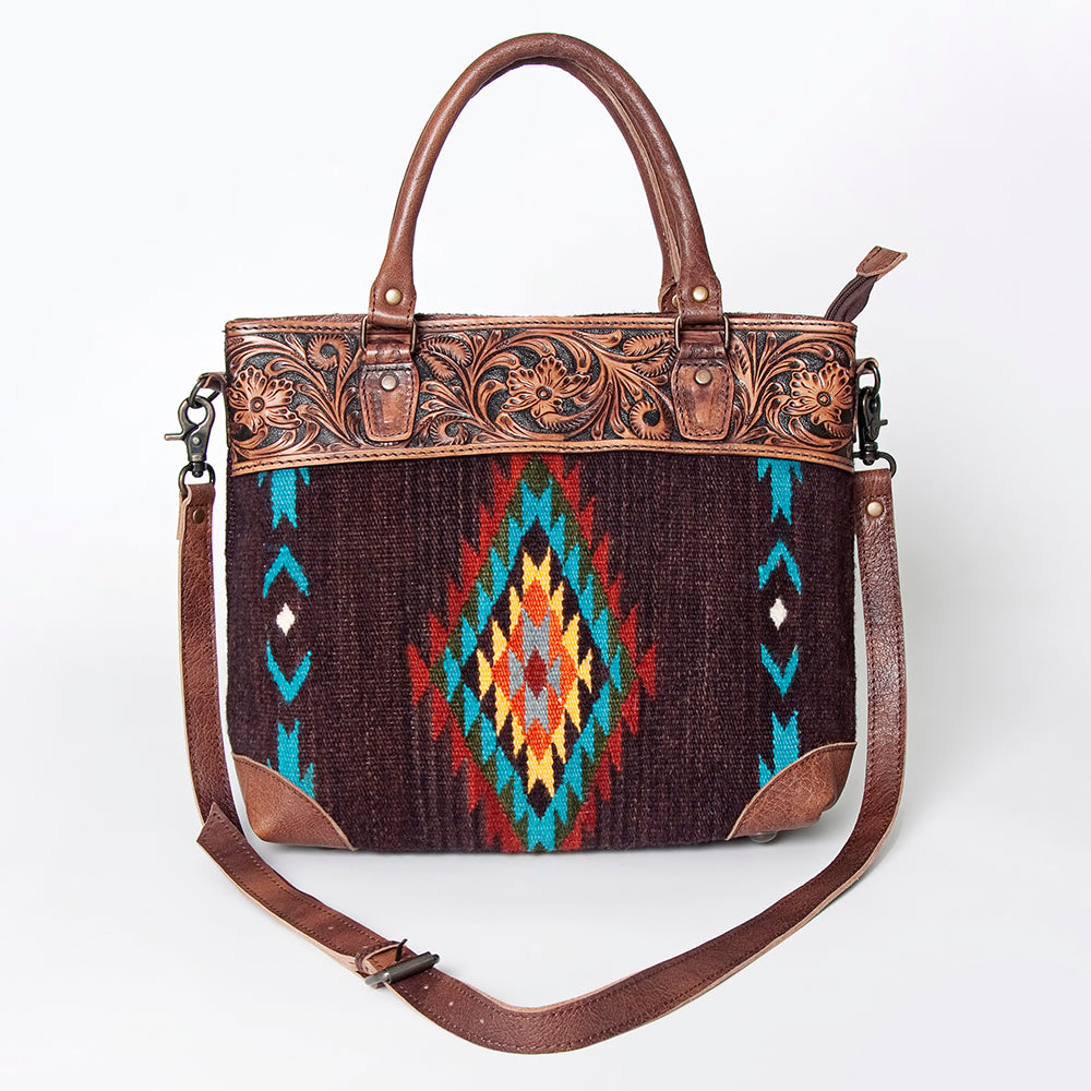 American Darling Tote Hand Tooled Saddle Blanket Genuine Leather Western Women Bag Handbag Purse | Travel Bags College Casual