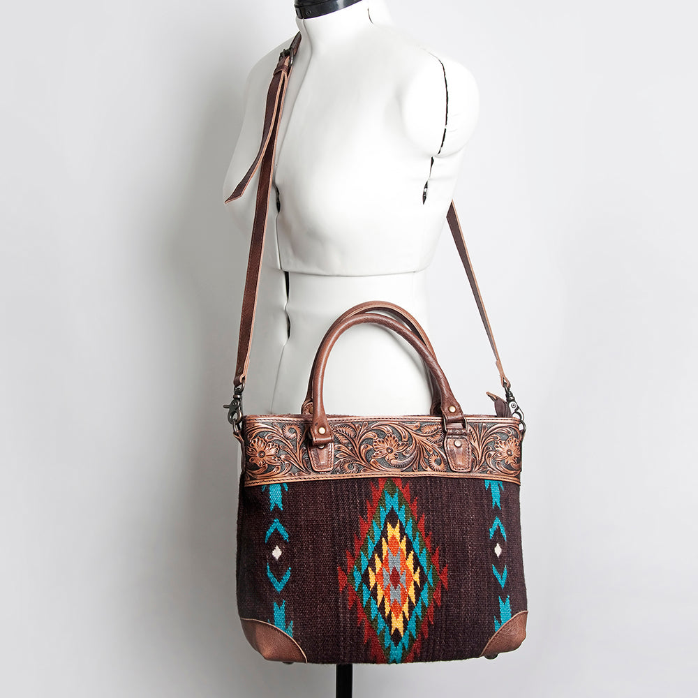 American Darling Tote Hand Tooled Saddle Blanket Genuine Leather Western Women Bag Handbag Purse | Travel Bags College Casual