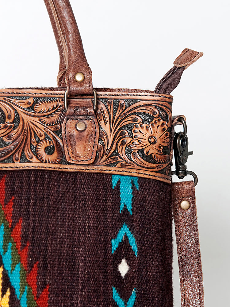 American Darling Tote Hand Tooled Saddle Blanket Genuine Leather Western Women Bag Handbag Purse | Travel Bags College Casual