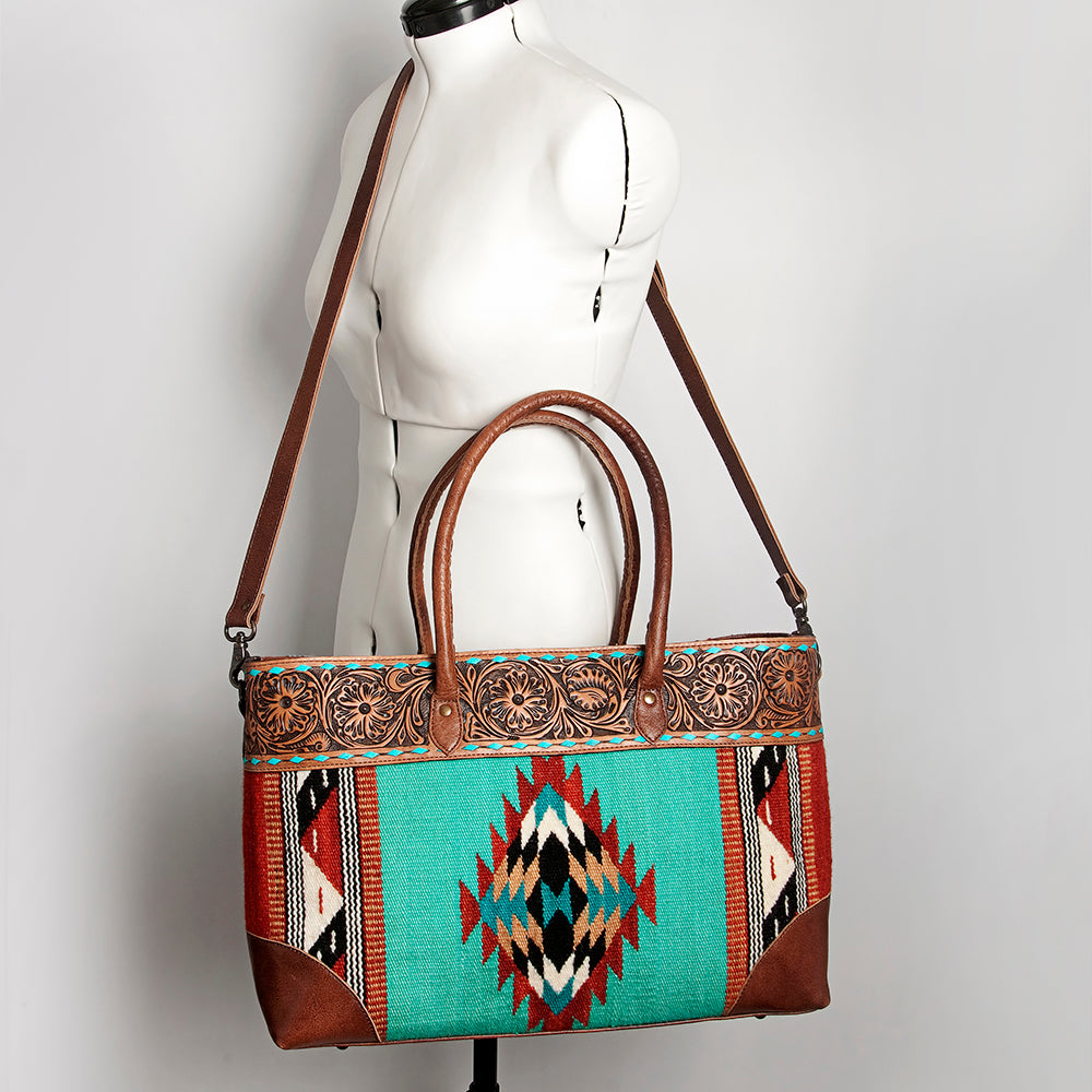 American Darling Tote Hand Tooled Saddle Blanket Genuine Leather Western Women Bag Handbag Purse | Travel Bags College Casual