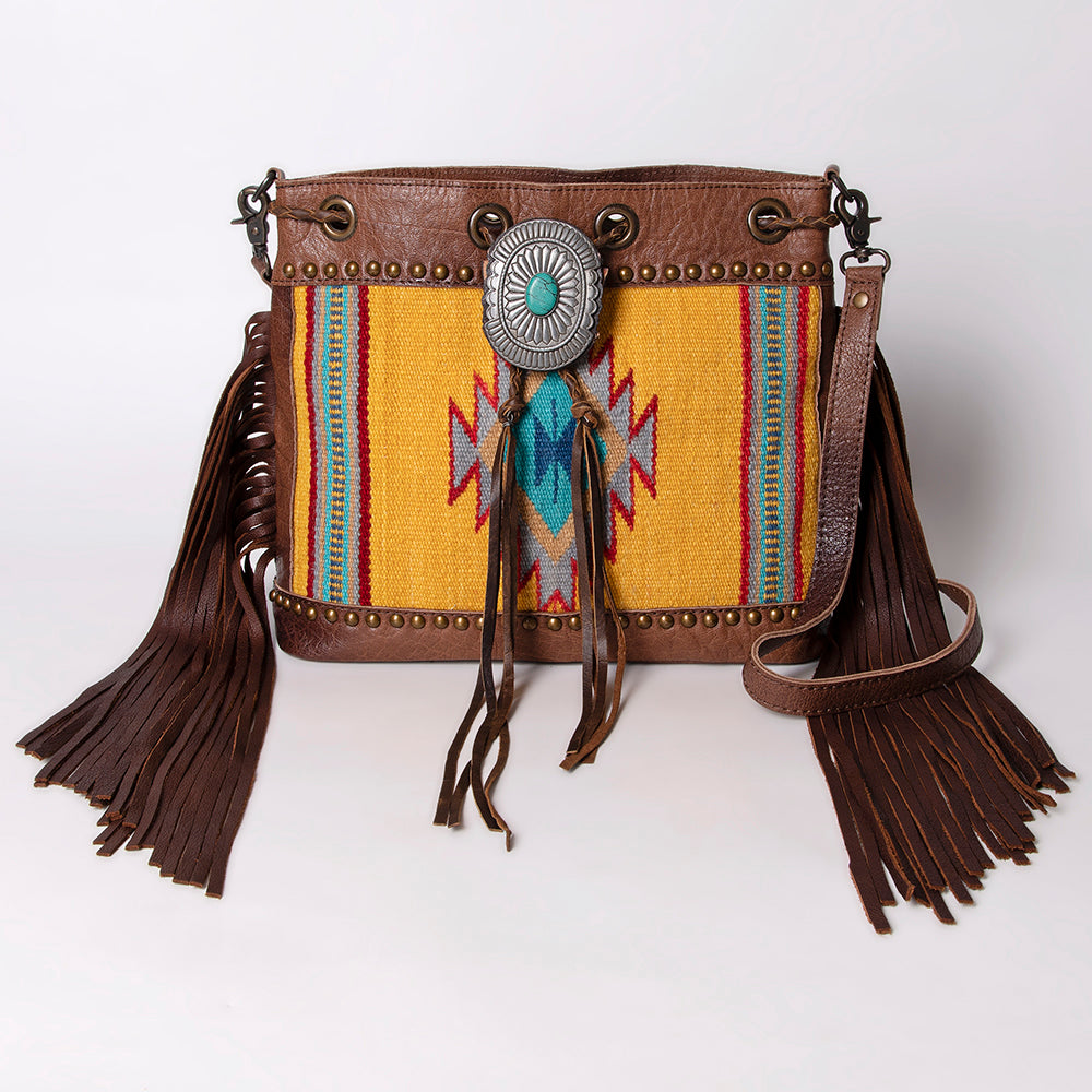 American Darling Cross Body Saddle Blanket Fabric Genuine Leather Western Women Bag | Handbag Purse Crossbody for Cute