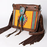 American Darling Cross Body Saddle Blanket Fabric Genuine Leather Western Women Bag | Handbag Purse Crossbody for Cute