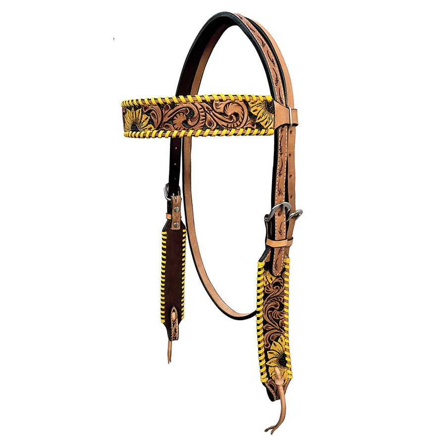 Bar H Equine American Leather Horse Saddle Tack Headstall | Browband Western for Horses - Uhorse