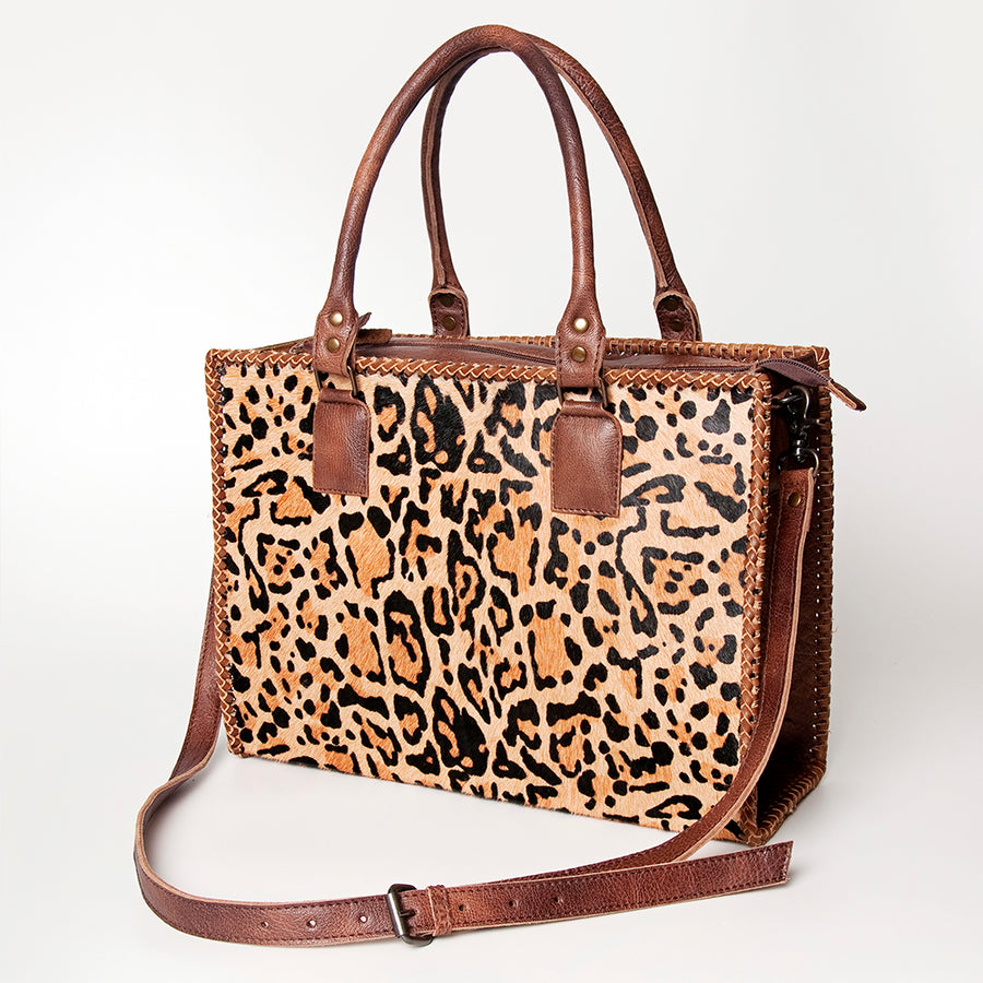 American Darling Western Tote Bag - Handcrafted Hair-On Cowhide and Braided Leather - Hilason