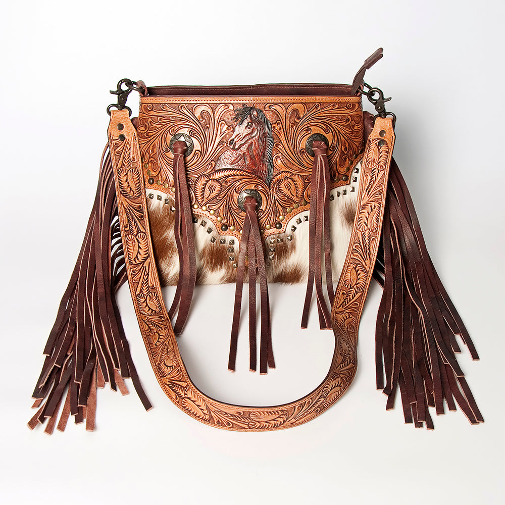 American Darling Crossbody Hand Tooled Hair-On Genuine Leather Women Bag Western Handbag Purse