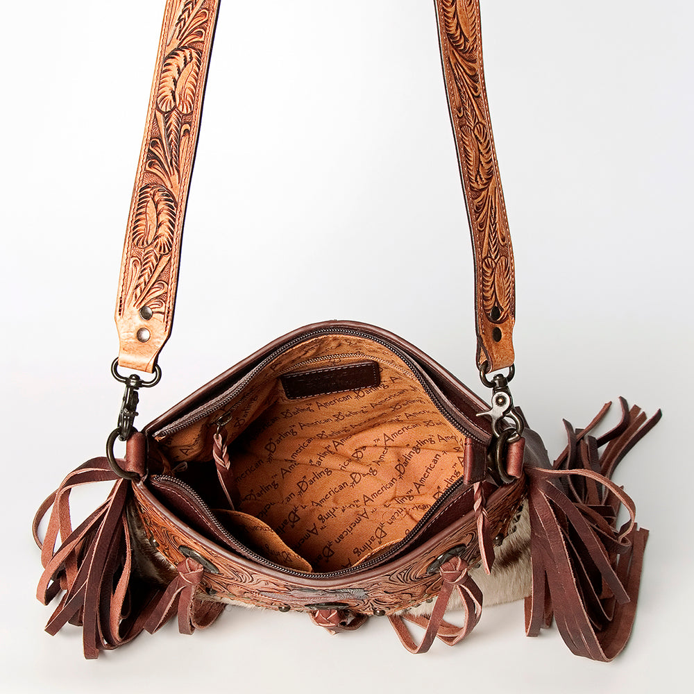 American Darling Crossbody Hand Tooled Hair-On Genuine Leather Women Bag Western Handbag Purse