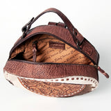 American Darling ADBGZ598 Canteen Hand Tooled Hair-On Genuine Leather Women Bag Western Handbag Purse