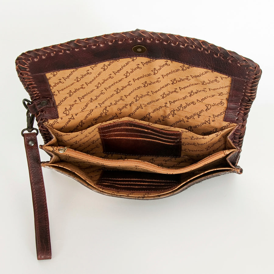 American Darling Wristlet Saddle Blanket Fabric Genuine Leather Western Women Bag | Handbag Purse Travel Clutch
