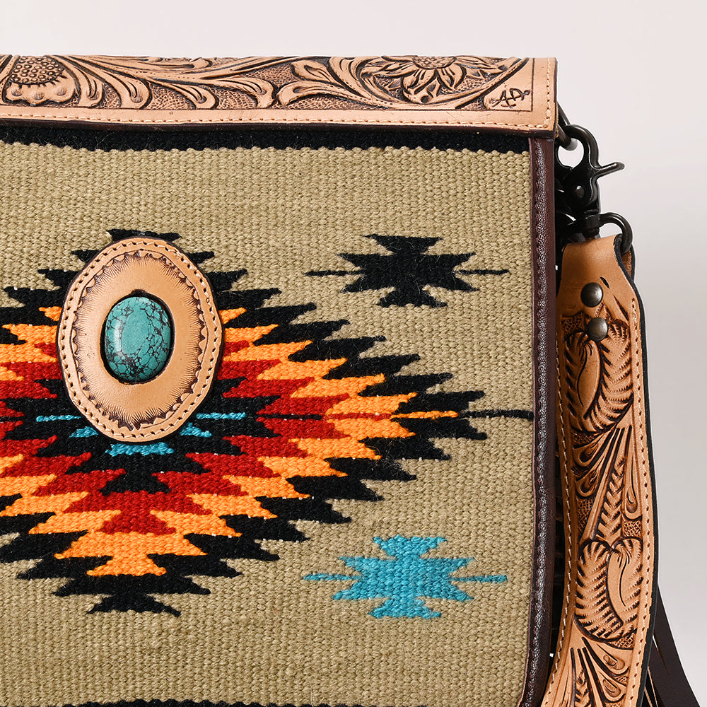 American Darling Messenger Saddle Blanket Genuine Leather Women Bag Western Handbag Purse