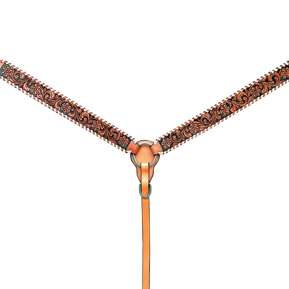 Bar H Equine American Leather Horse Saddle Tack One Ear Headstall | Breast Collar Browband Wither Strap Set BER256