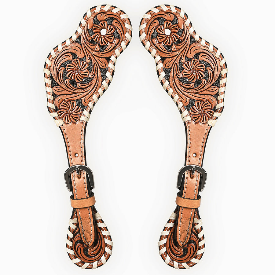 Bar H Equine Horse Riding Western Leather Spurs Straps for Adults women's - Uhorse
