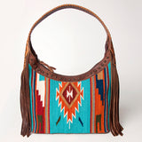 American Darling Hobo Hair-On Saddle Blanket Fabric Genuine Leather Western Women Bag | Handbag Purse Bags for Wallet Cute