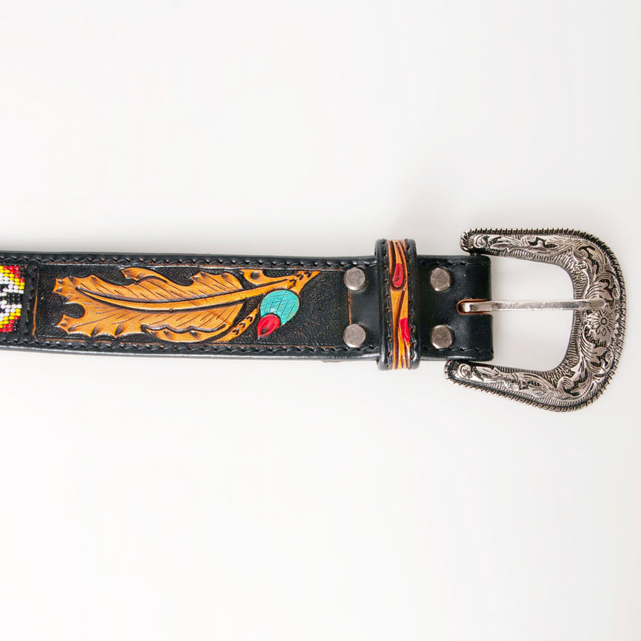 American Darling Beautifully Hand Tooled Green Genuine Leather Belt Men and Women Western with Removable Buckle