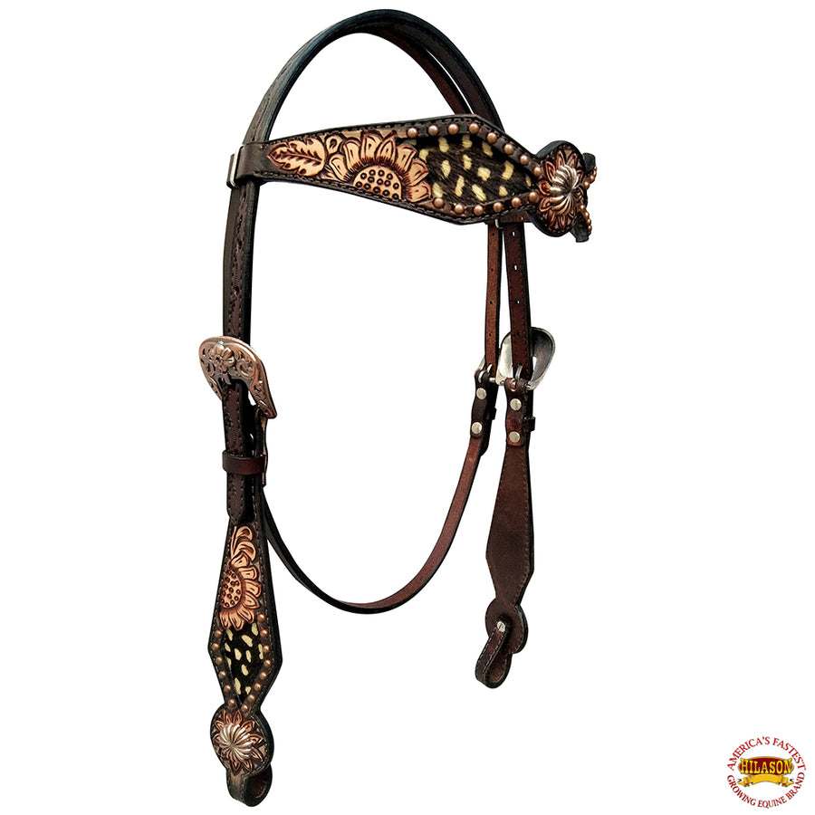 HILASON Western Horse Headstall Breast Collar Set American Leather Floral | Tack for Horses