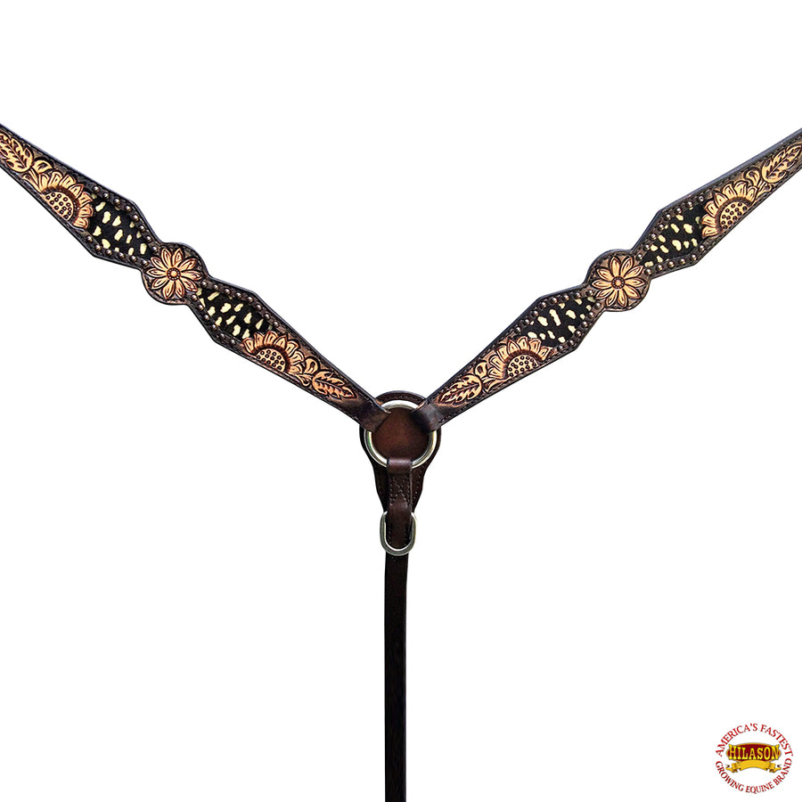 HILASON Western Horse Headstall Breast Collar Set American Leather Floral | Tack for Horses