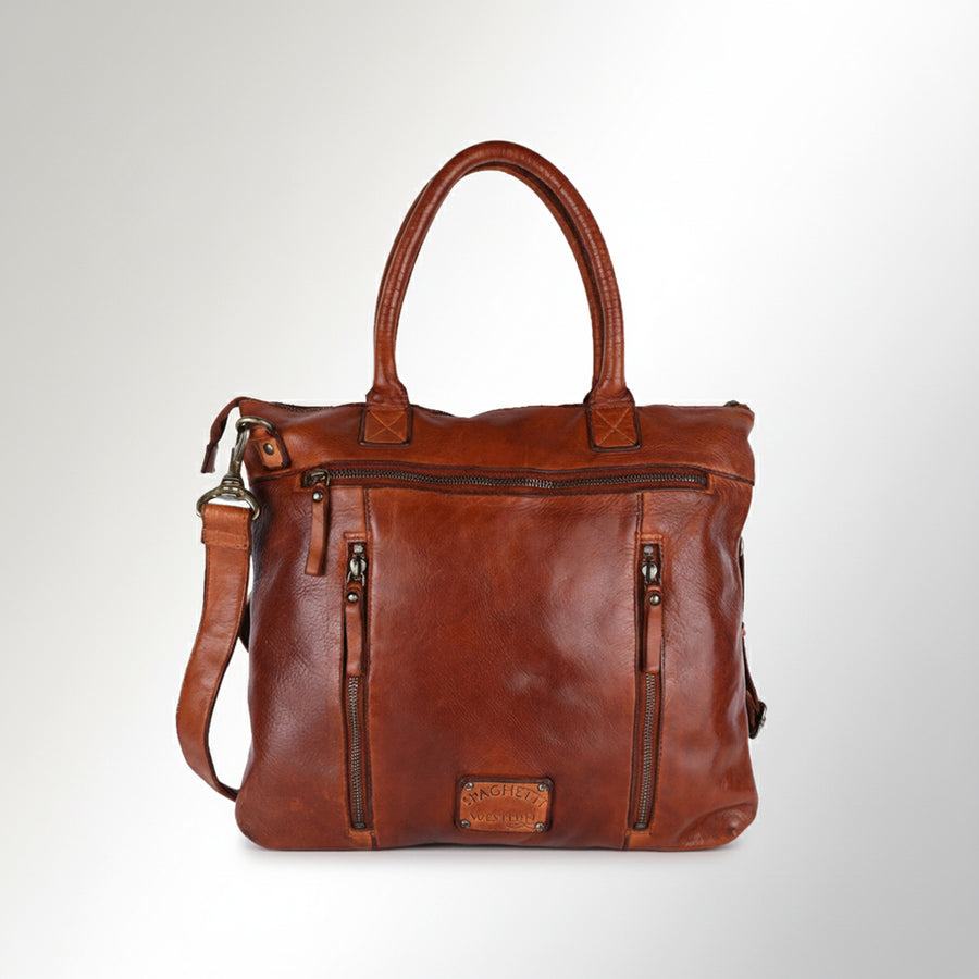 Spaghetti Western Swc179Tan Tote Vintage Handmade Drum Dyed Genuine European Cowhide Leather Women Bag Western Handbag Purse