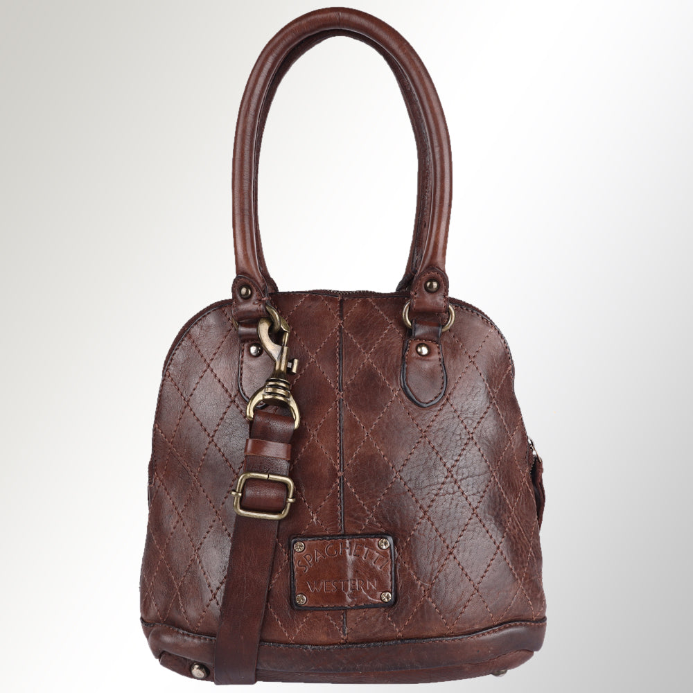 Spaghetti Western Swc123Acg Tote Vintage Handmade Drum Dyed Genuine European Cowhide Leather Women Bag Western Handbag Purse