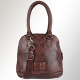 Spaghetti Western Swc123Acg Tote Vintage Handmade Drum Dyed Genuine European Cowhide Leather Women Bag Western Handbag Purse