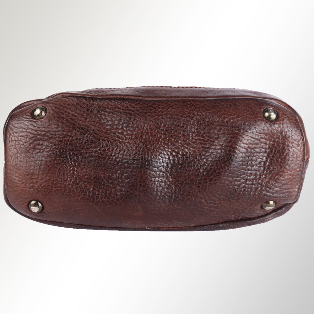 Spaghetti Western Swc123Acg Tote Vintage Handmade Drum Dyed Genuine European Cowhide Leather Women Bag Western Handbag Purse