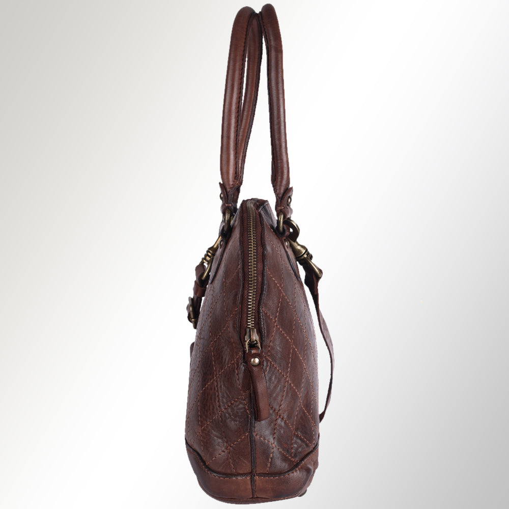 Spaghetti Western Swc123Acg Tote Vintage Handmade Drum Dyed Genuine European Cowhide Leather Women Bag Western Handbag Purse