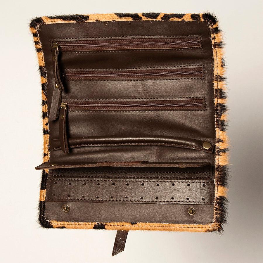American Darling Women's Jewelry Case Eco-Friendly Vegetable-Tanned Genuine Leather Well-compartmentalized YKK Zipper