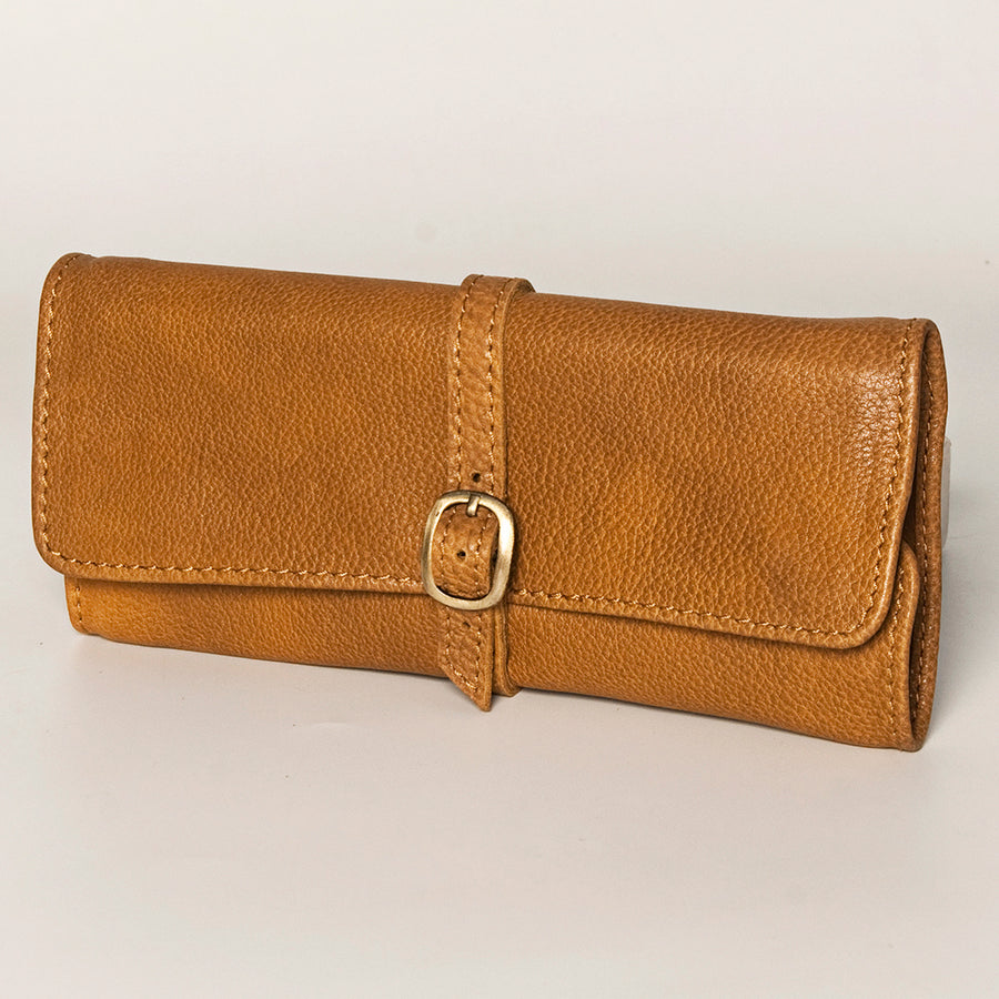 American Darling Women's Jewelry Case Eco-Friendly Vegetable-Tanned Genuine Leather Well-compartmentalized YKK Zipper