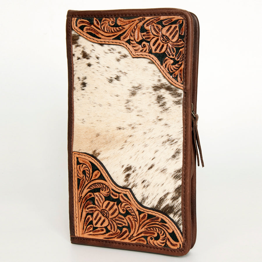 American Darling Hair-On Cowhide Jewelry Case Hand Tooled Genuine Leather - Uhorse