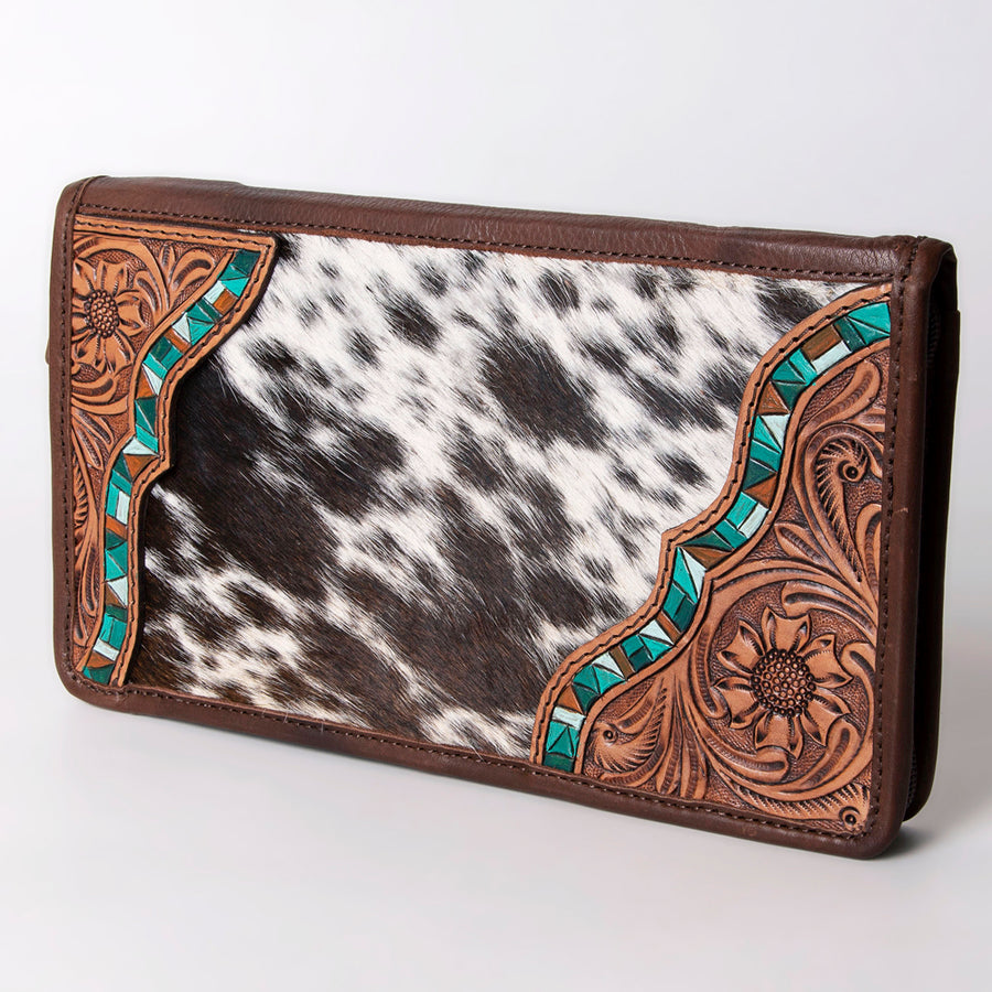 American Darling Hair-On Cowhide Jewelry Case Hand Tooled Genuine Leather - Uhorse