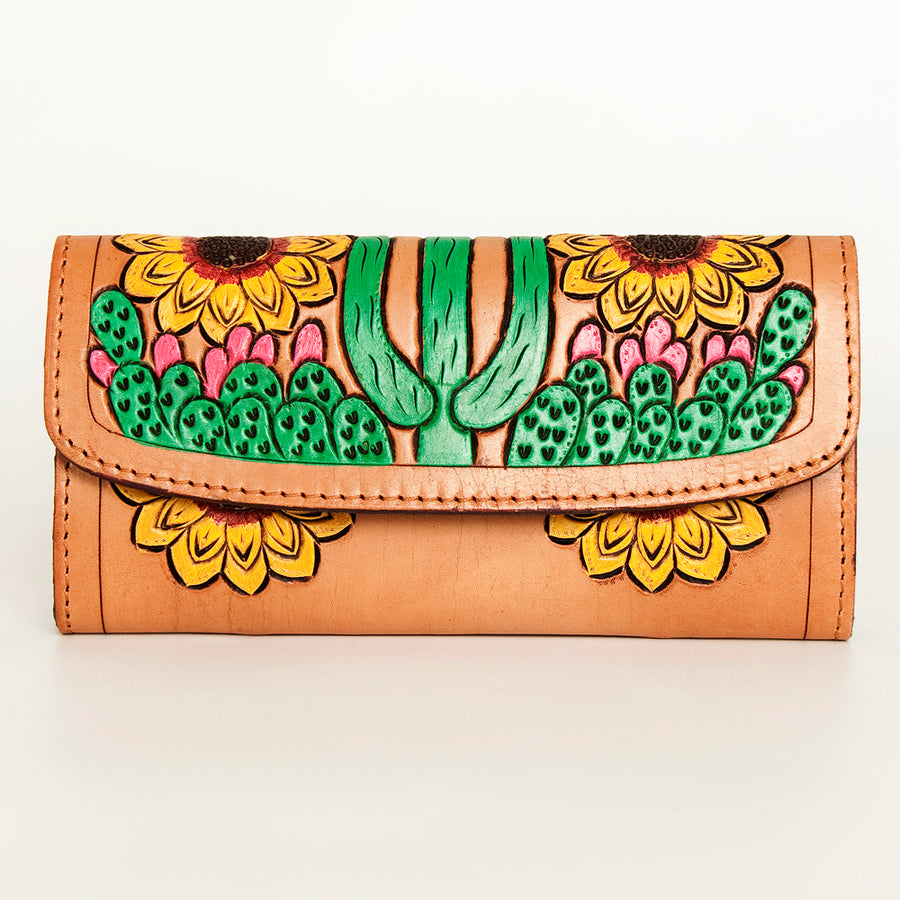 American Darling Women's Small Cross body Bag Hand Tooled Floral Carved Eco-Friendly Genuine Leather YKK Zipper