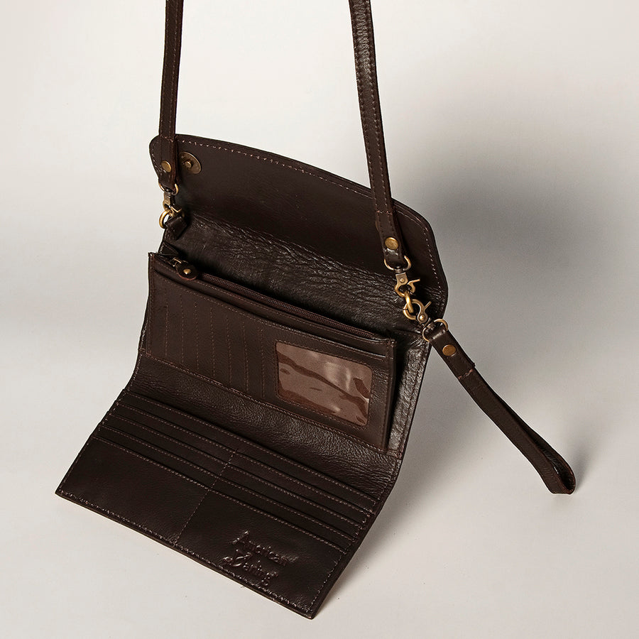 American Darling Women's Small Cross body Bag Hand Tooled Floral Carved Eco-Friendly Genuine Leather YKK Zipper