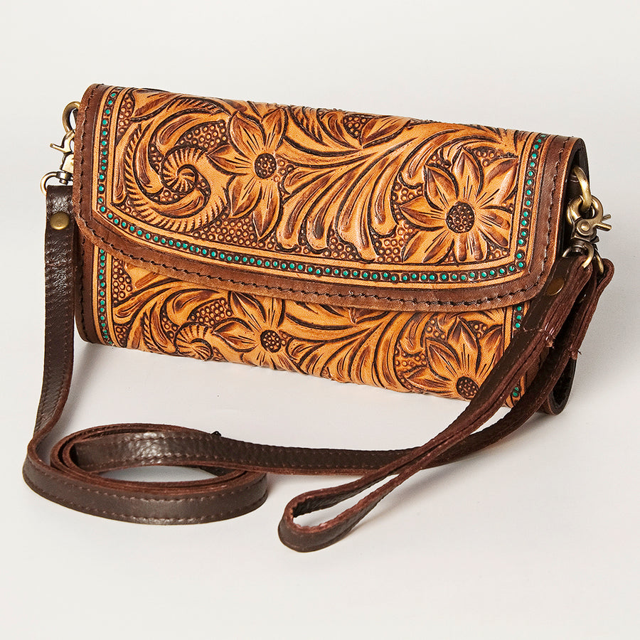 American Darling Hand Tooled Genuine Leather Small Cross body Bag - Uhorse