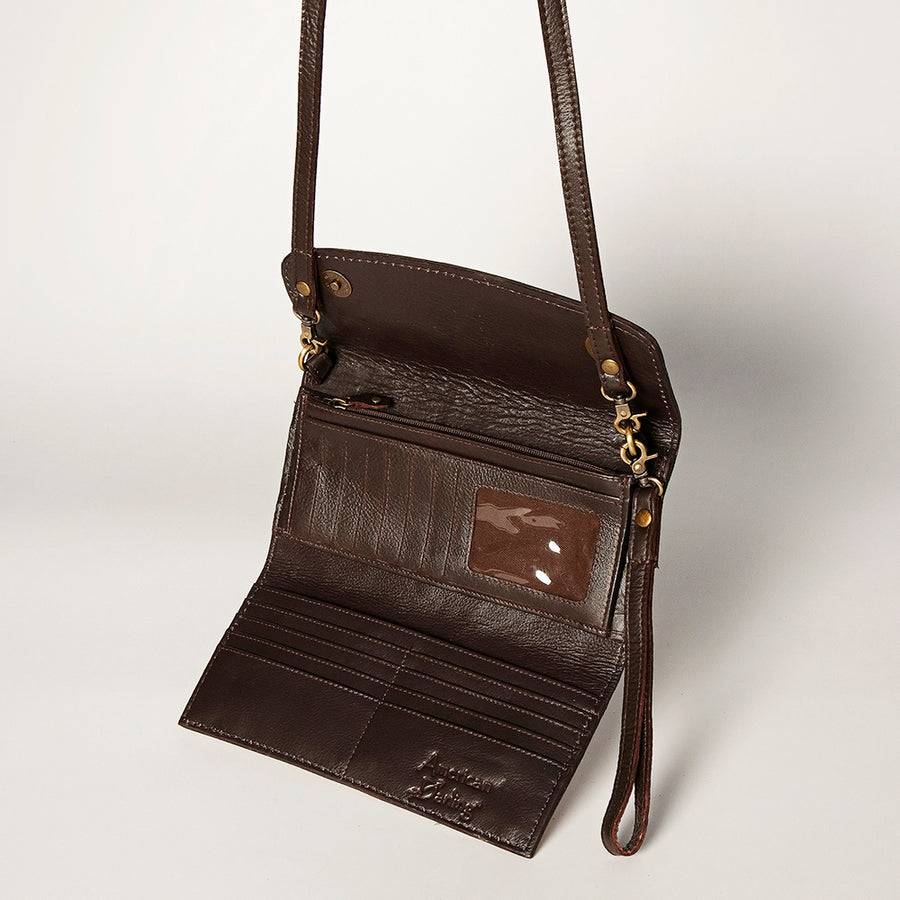 American Darling Women's Small Cross body Bag Hand Tooled Floral Carved Eco-Friendly Genuine Leather YKK Zipper