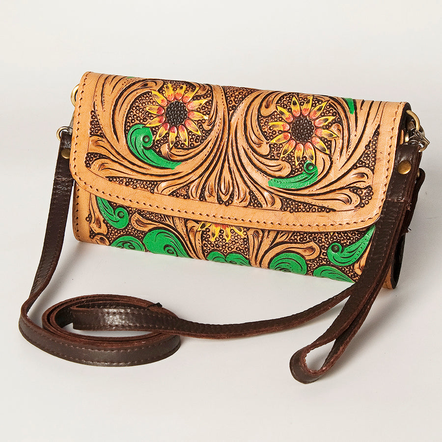 American Darling Hand Tooled Genuine Leather Small Cross body Bag - Uhorse