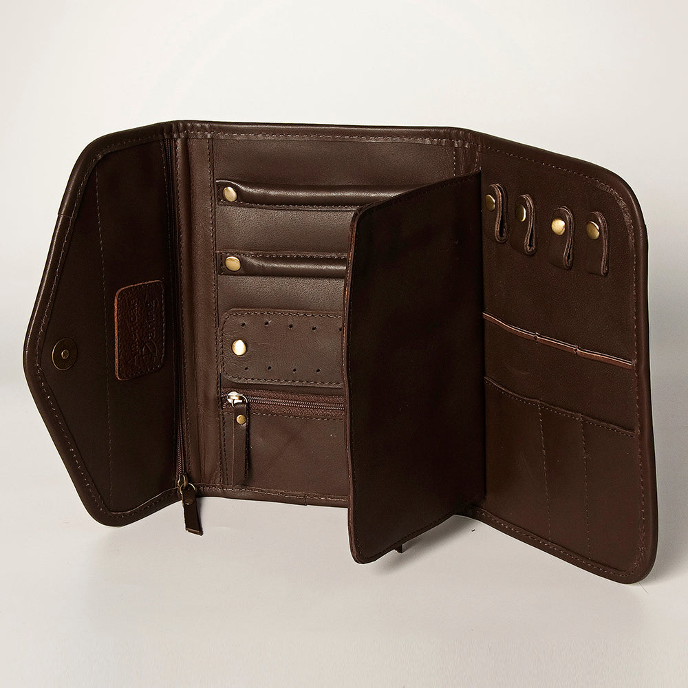 American Darling Jewelry Case Hand Tooled Genuine Leather Western Women Bag | Organizer Box for Travel