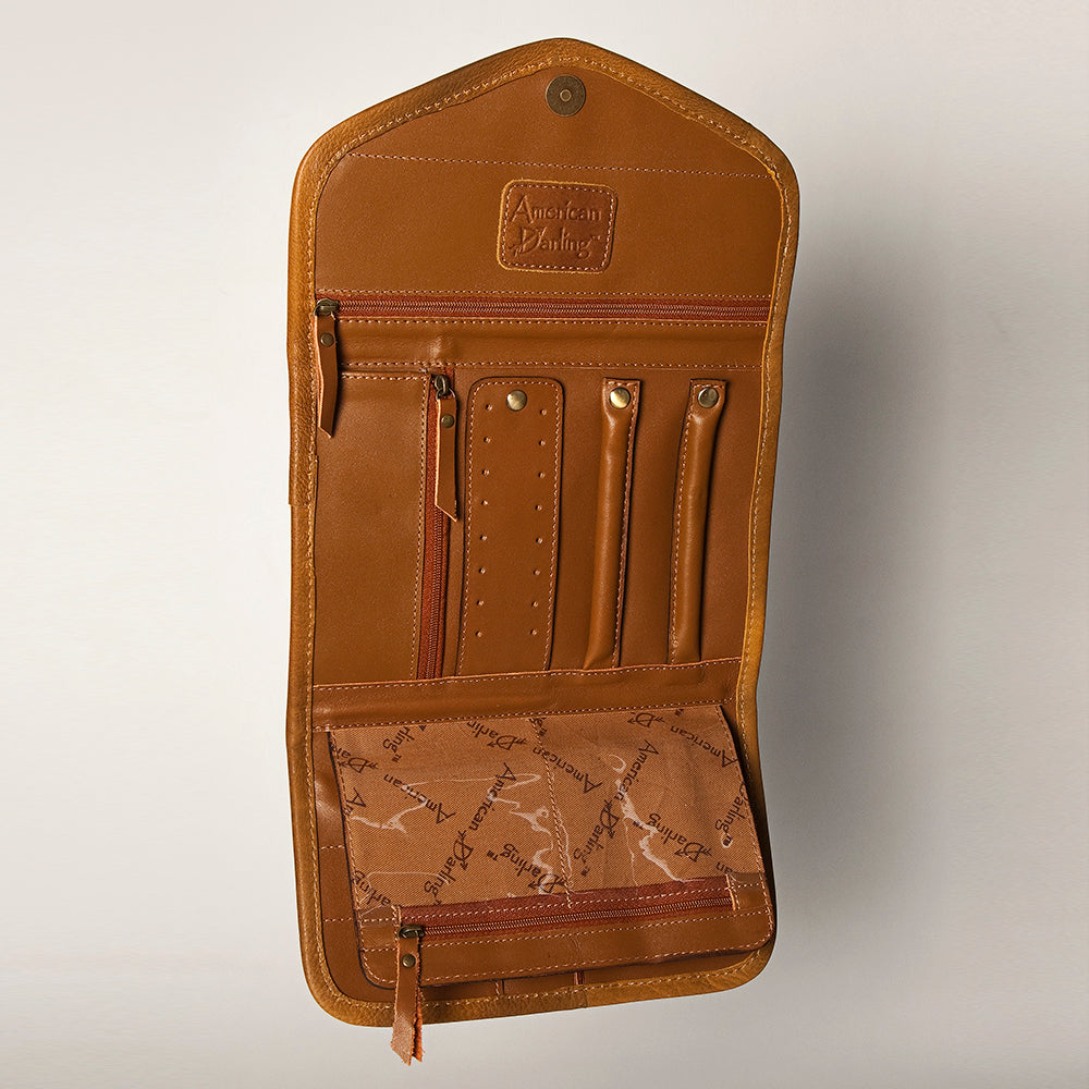 American Darling Jewelry Case Hand Tooled Genuine Leather Western Women Bag | Organizer Box for Travel