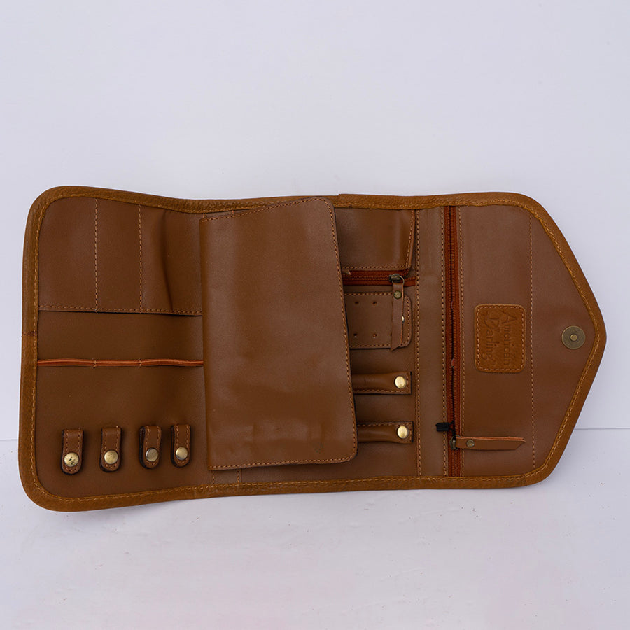 American Darling Women's Hair-On Cowhide Jewelry Case Eco-Friendly Vegetable-Tanned Genuine Leather Well-compartmentalized
