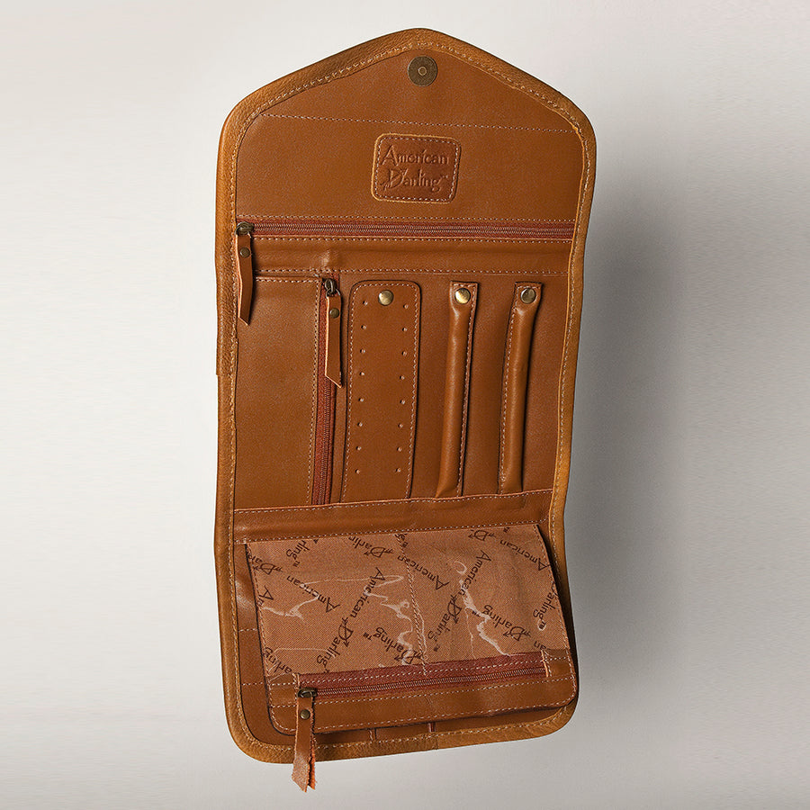 American Darling Women's Hair-On Cowhide Jewelry Case Eco-Friendly Vegetable-Tanned Genuine Leather Well-compartmentalized