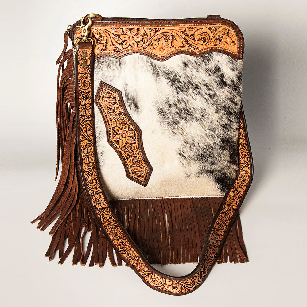 American Darling Chaps Bag Hand Tooled Hair-On Genuine Leather Western Women Handbag Purse | for Cute