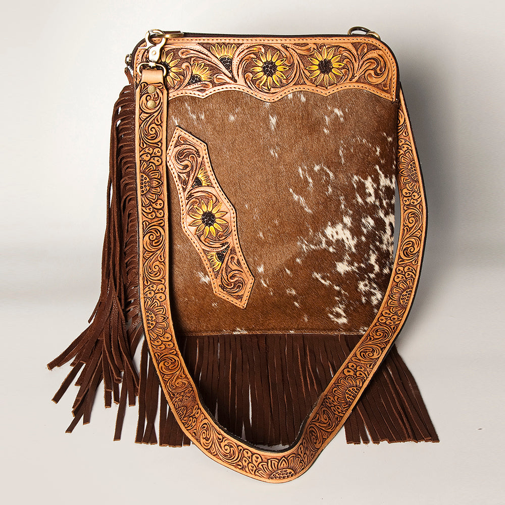 American Darling Chaps Bag Hand Tooled Hair-On Genuine Leather Western Women Handbag Purse | for Cute