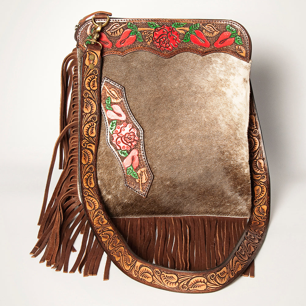 American Darling Chaps Bag Hand Tooled Hair-On Genuine Leather Western Women Handbag Purse | for Cute